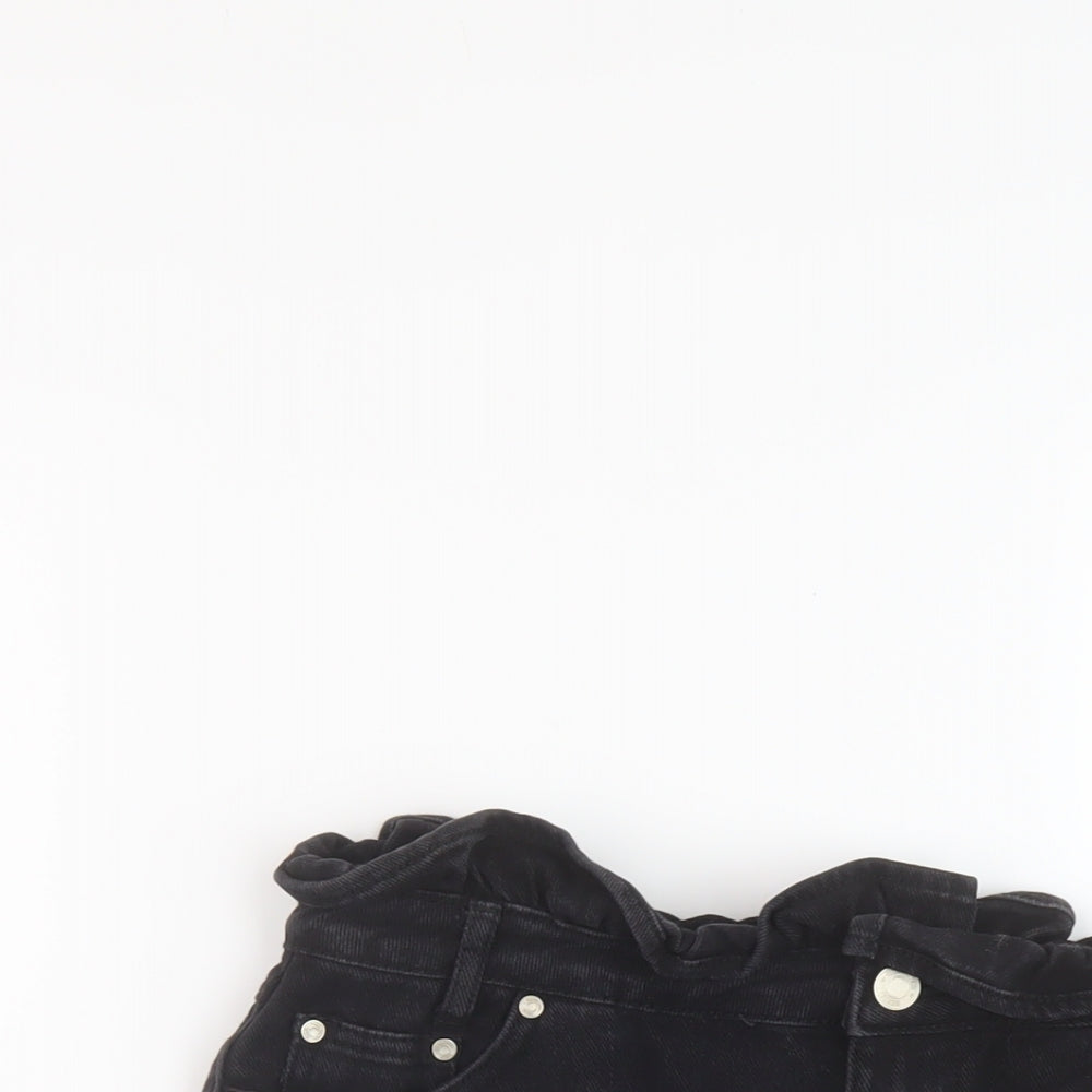 Missguided Womens Black Cotton A-Line Skirt Size 14 Button