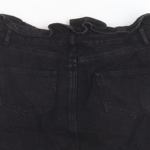 Missguided Womens Black Cotton A-Line Skirt Size 14 Button