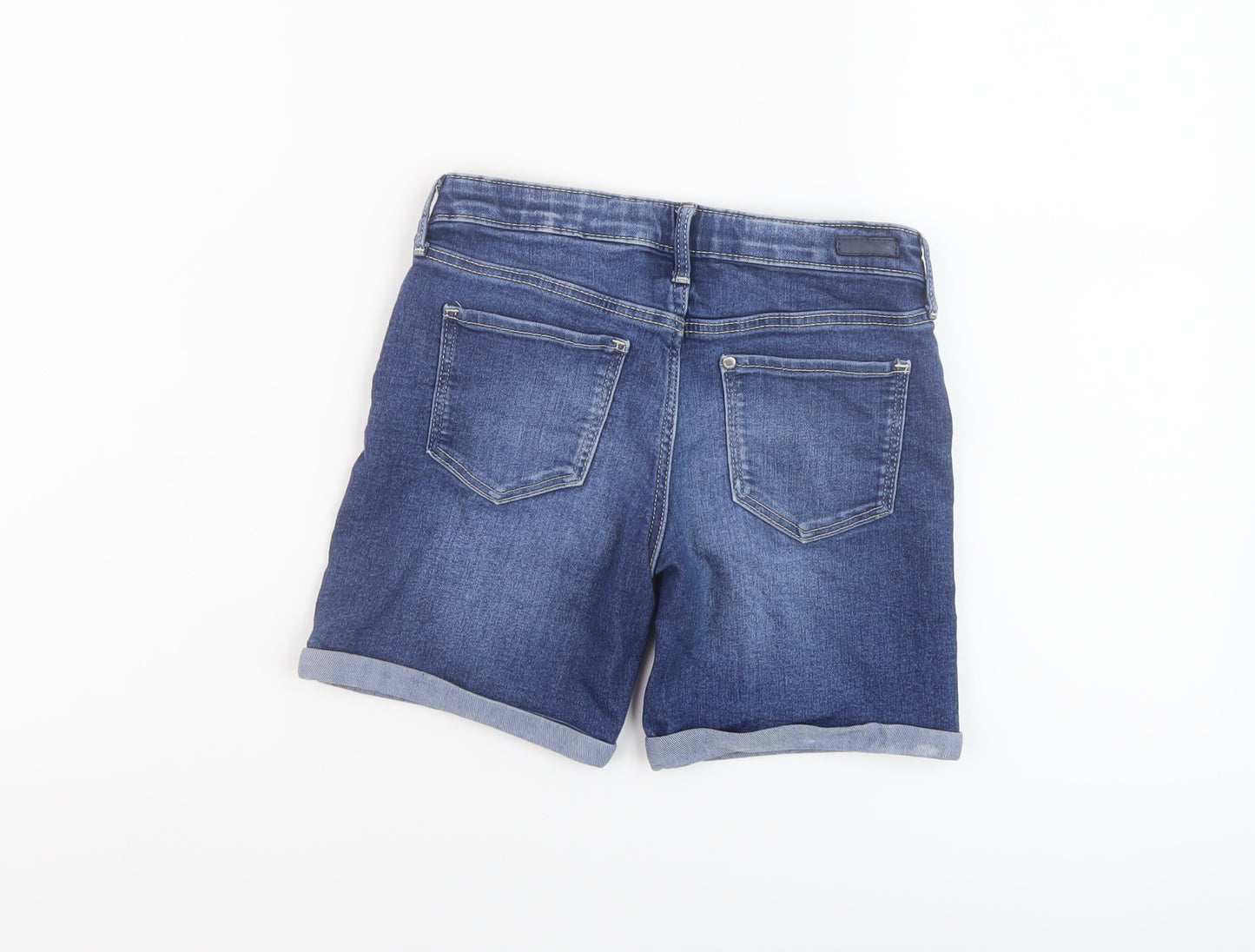 H&M Girls Blue Cotton Bermuda Shorts Size 8-9 Years Regular Zip