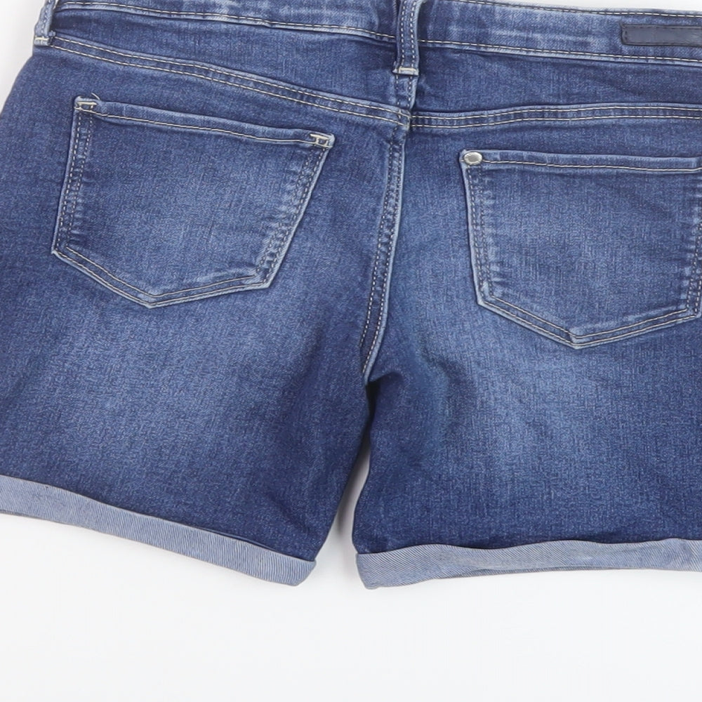 H&M Girls Blue Cotton Bermuda Shorts Size 8-9 Years Regular Zip