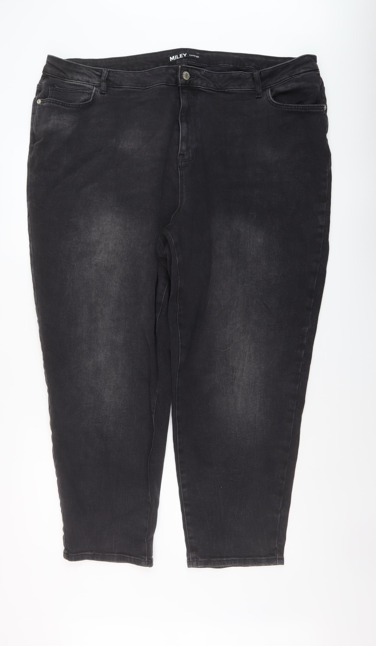 George Womens Black Cotton Mom Jeans Size 24 L27 in Regular Button