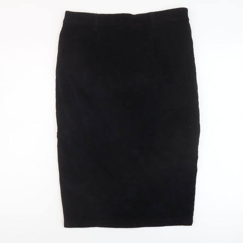 Denim& Womens Black Cotton A-Line Skirt Size 14 Button