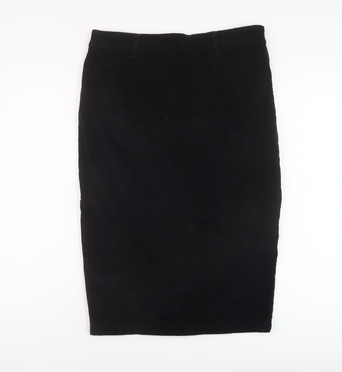 Denim& Womens Black Cotton A-Line Skirt Size 14 Button