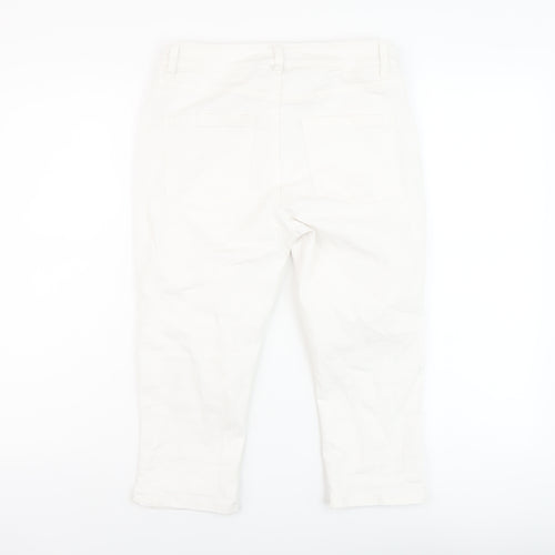 NEXT Womens White Cotton Capri Jeans Size 8 L20 in Regular Button