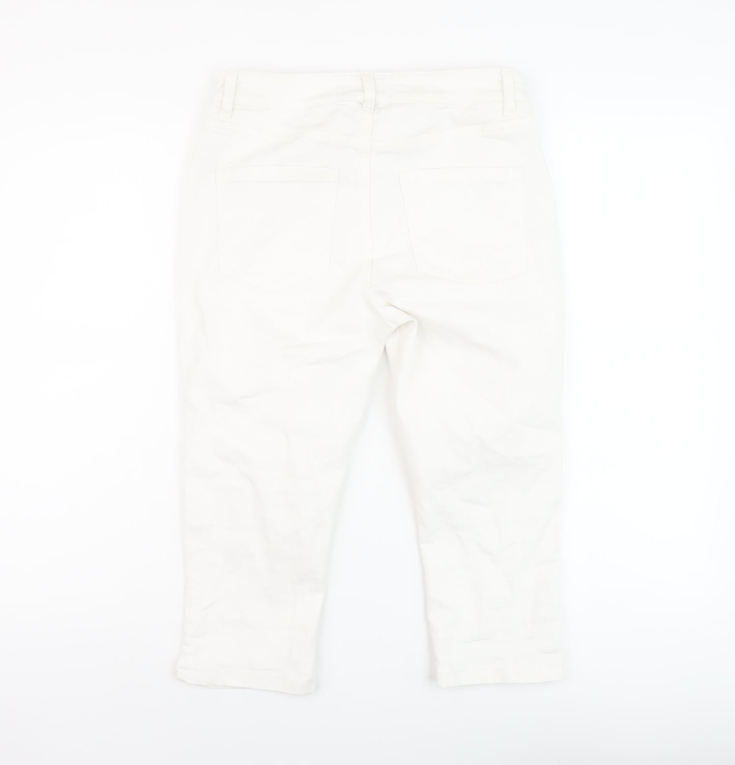 NEXT Womens White Cotton Capri Jeans Size 8 L20 in Regular Button