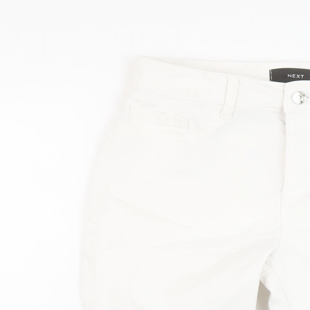 NEXT Womens White Cotton Capri Jeans Size 8 L20 in Regular Button