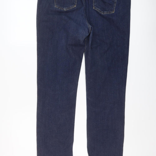 Marks and Spencer Womens Blue Cotton Straight Jeans Size 16 L30 in Regular Button