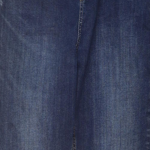Marks and Spencer Womens Blue Cotton Straight Jeans Size 16 L30 in Regular Button