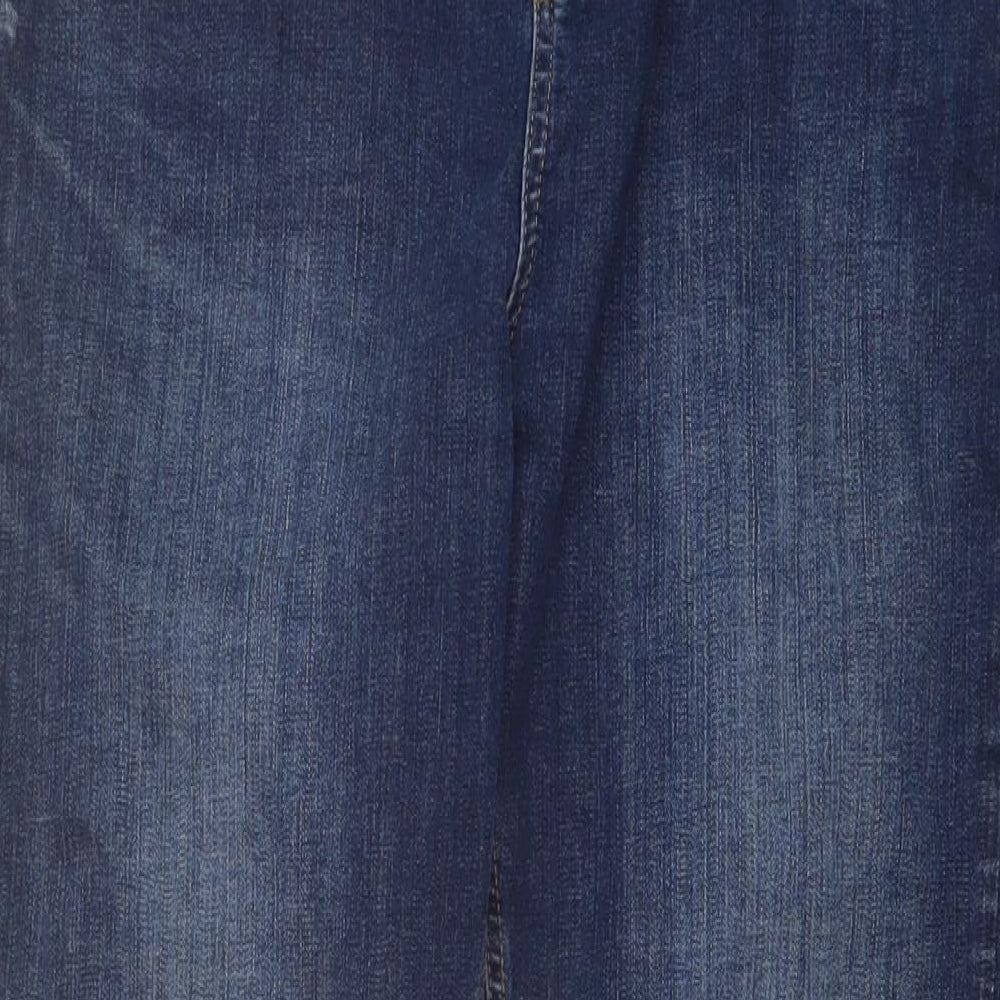 Marks and Spencer Womens Blue Cotton Straight Jeans Size 16 L30 in Regular Button