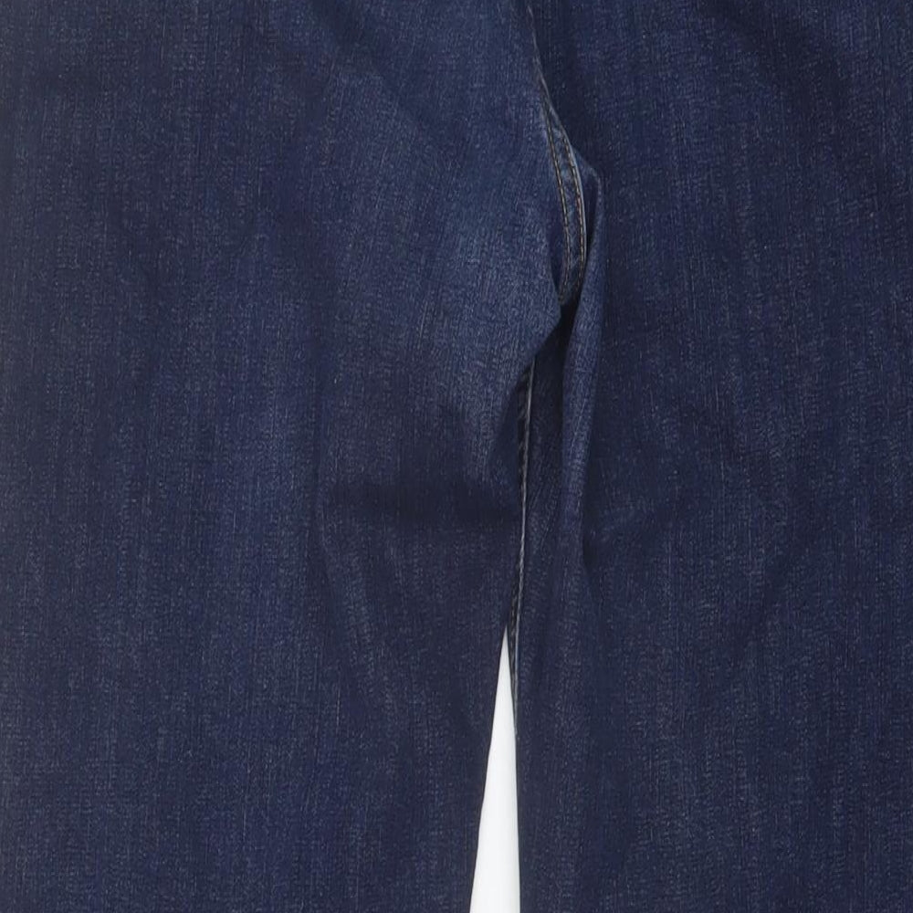 Marks and Spencer Womens Blue Cotton Straight Jeans Size 16 L30 in Regular Button