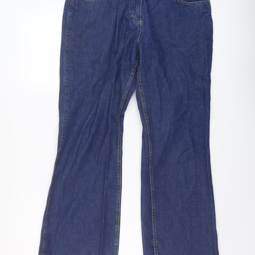 George Womens Blue Cotton Bootcut Jeans Size 14 L29 in Regular Button