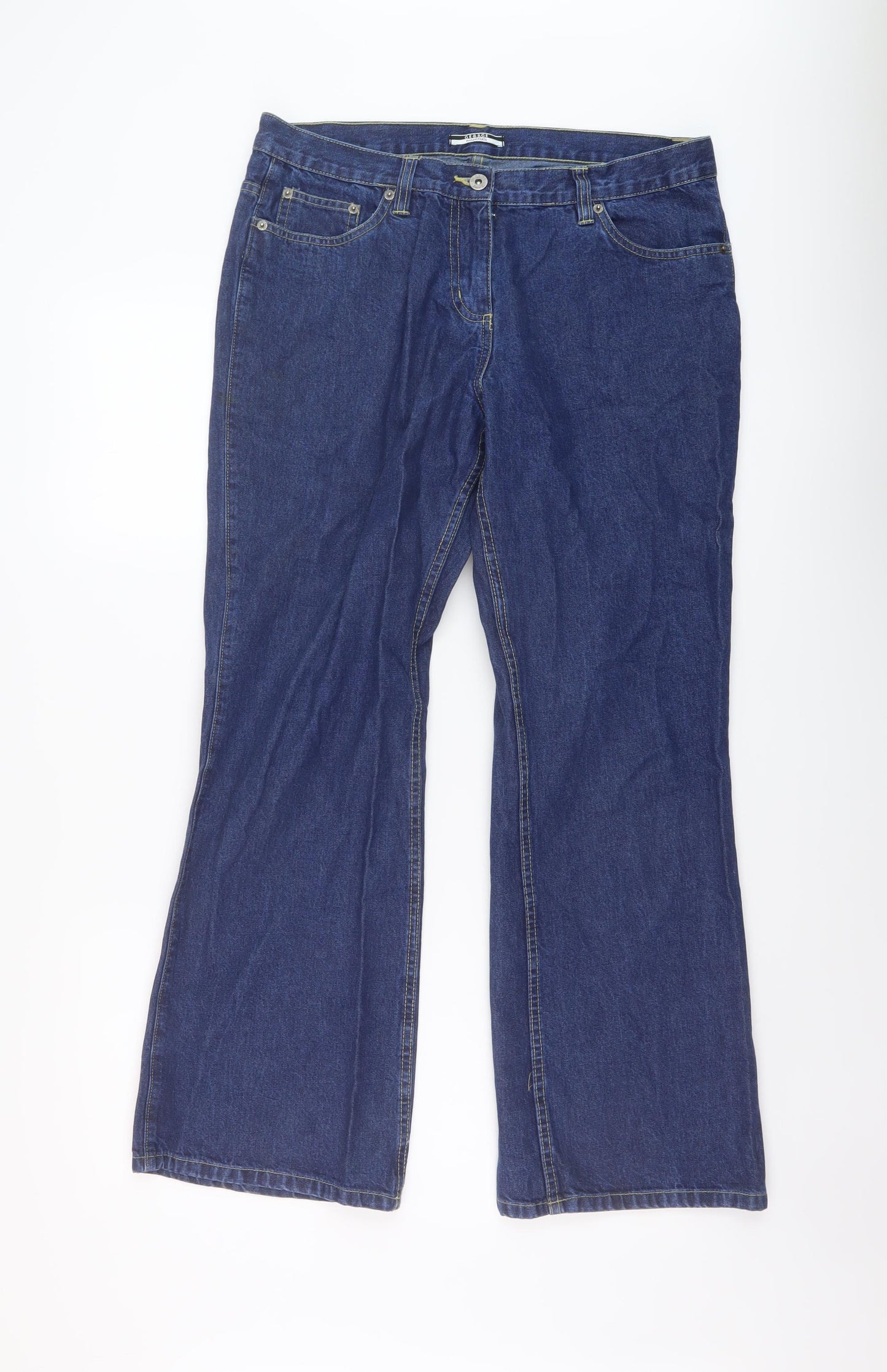 George Womens Blue Cotton Bootcut Jeans Size 14 L29 in Regular Button