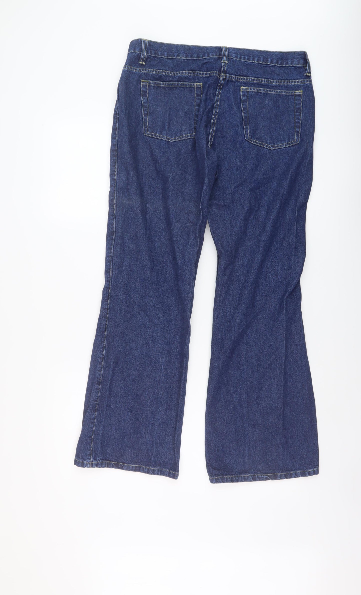 George Womens Blue Cotton Bootcut Jeans Size 14 L29 in Regular Button