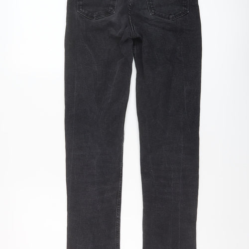 Bershka Womens Black Cotton Bootcut Jeans Size 10 L32 in Slim Button