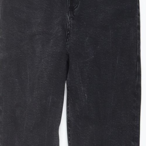 Bershka Womens Black Cotton Bootcut Jeans Size 10 L32 in Slim Button
