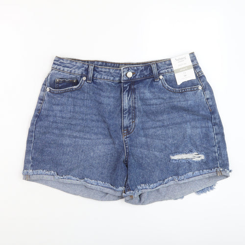 Nutmeg Womens Blue Cotton Hot Pants Shorts Size 12 L5 in Regular Button