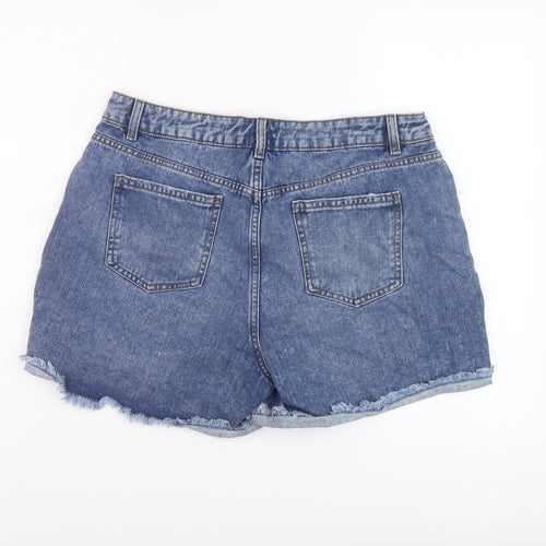 Nutmeg Womens Blue Cotton Hot Pants Shorts Size 12 L5 in Regular Button