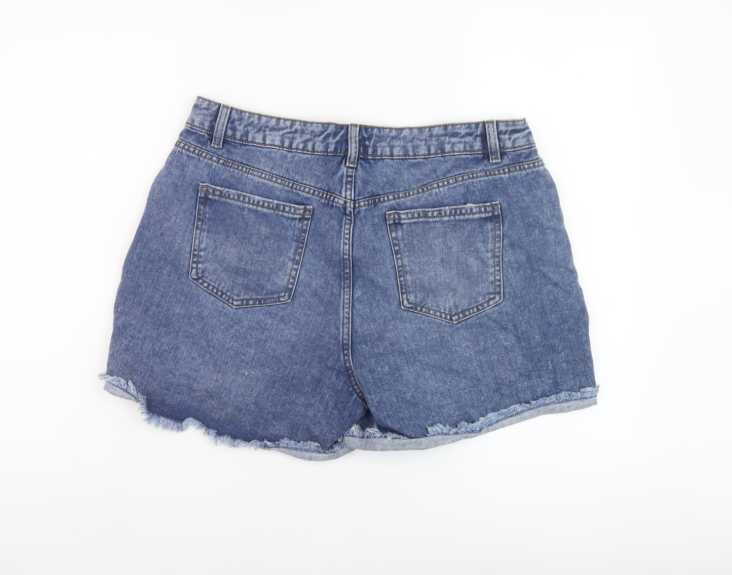 Nutmeg Womens Blue Cotton Hot Pants Shorts Size 12 L5 in Regular Button