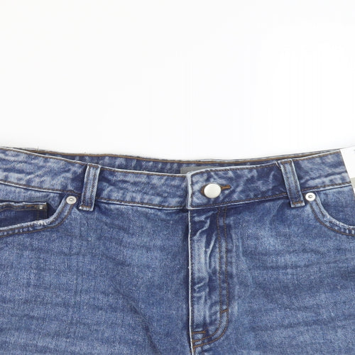 Nutmeg Womens Blue Cotton Hot Pants Shorts Size 12 L5 in Regular Button