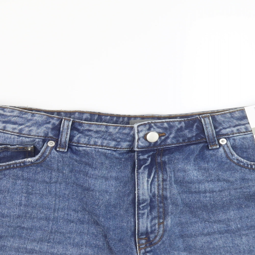 Nutmeg Womens Blue Cotton Hot Pants Shorts Size 12 L5 in Regular Button