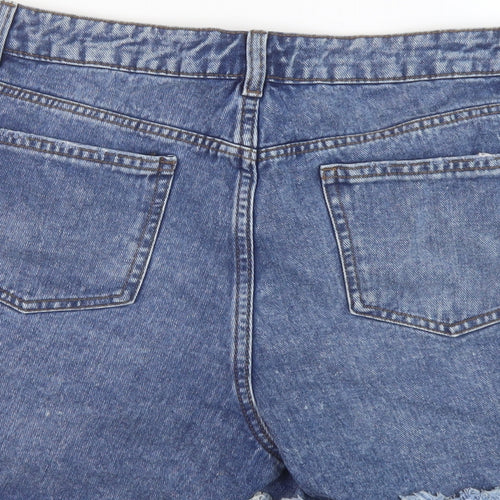 Nutmeg Womens Blue Cotton Hot Pants Shorts Size 12 L5 in Regular Button