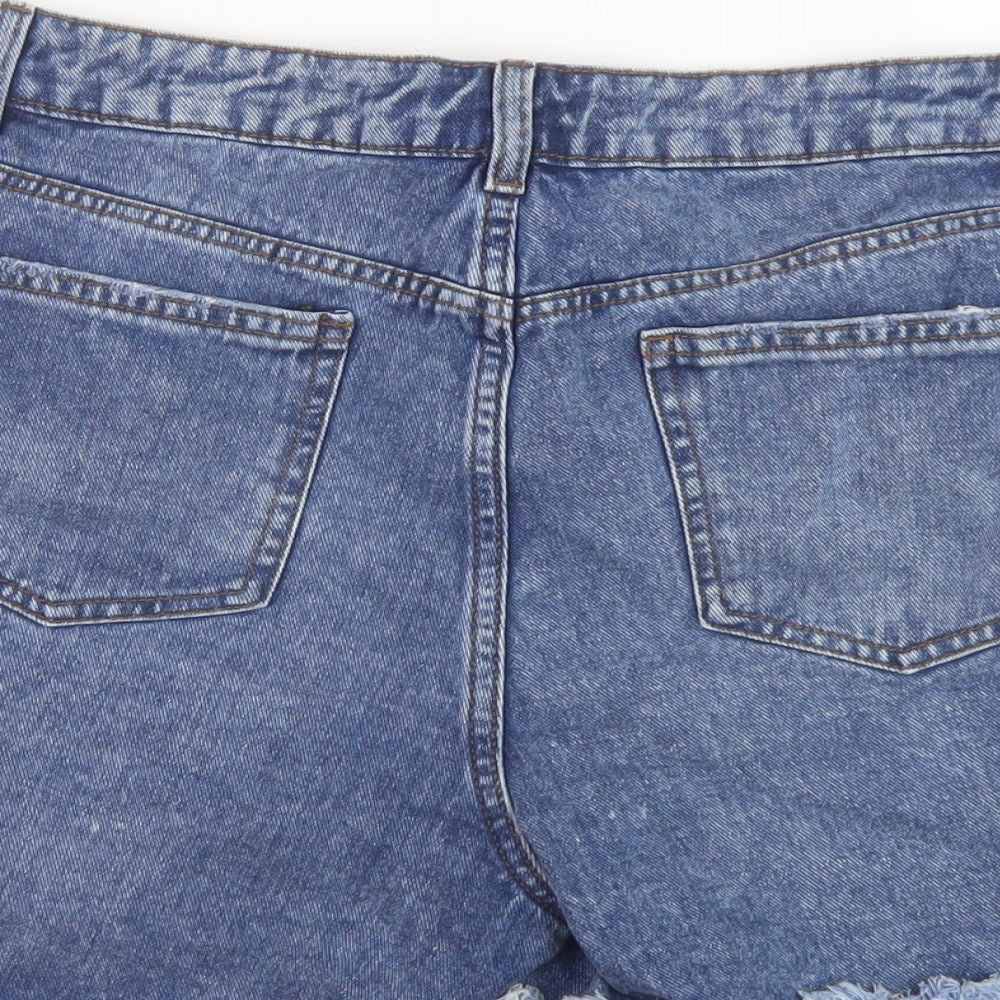Nutmeg Womens Blue Cotton Hot Pants Shorts Size 12 L5 in Regular Button