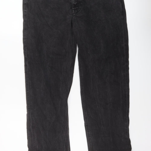 ASOS Mens Black Cotton Straight Jeans Size 34 in L30 in Regular Button
