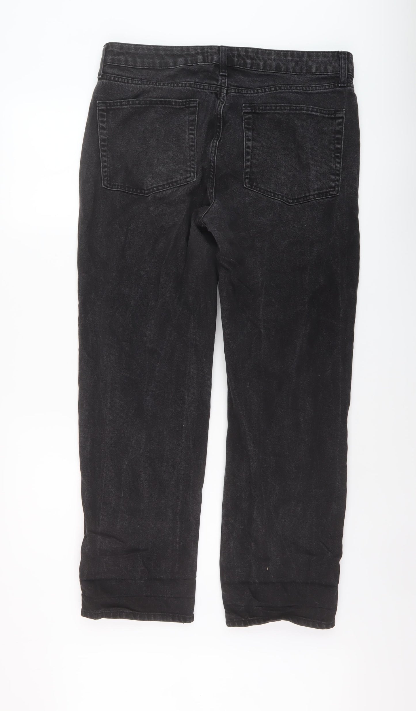 ASOS Mens Black Cotton Straight Jeans Size 34 in L30 in Regular Button