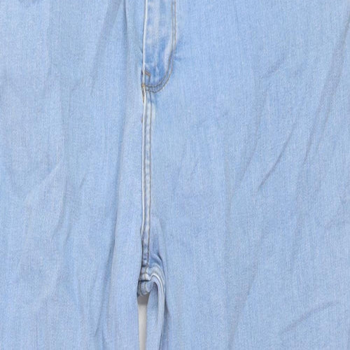 John Lewis Womens Blue Cotton Straight Jeans Size 16 L30 in Regular Button