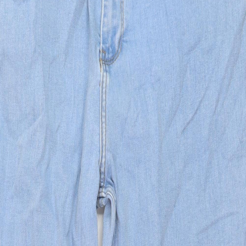 John Lewis Womens Blue Cotton Straight Jeans Size 16 L30 in Regular Button