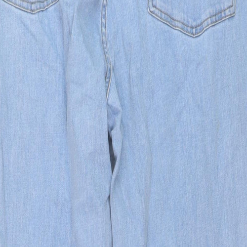 John Lewis Womens Blue Cotton Straight Jeans Size 16 L30 in Regular Button