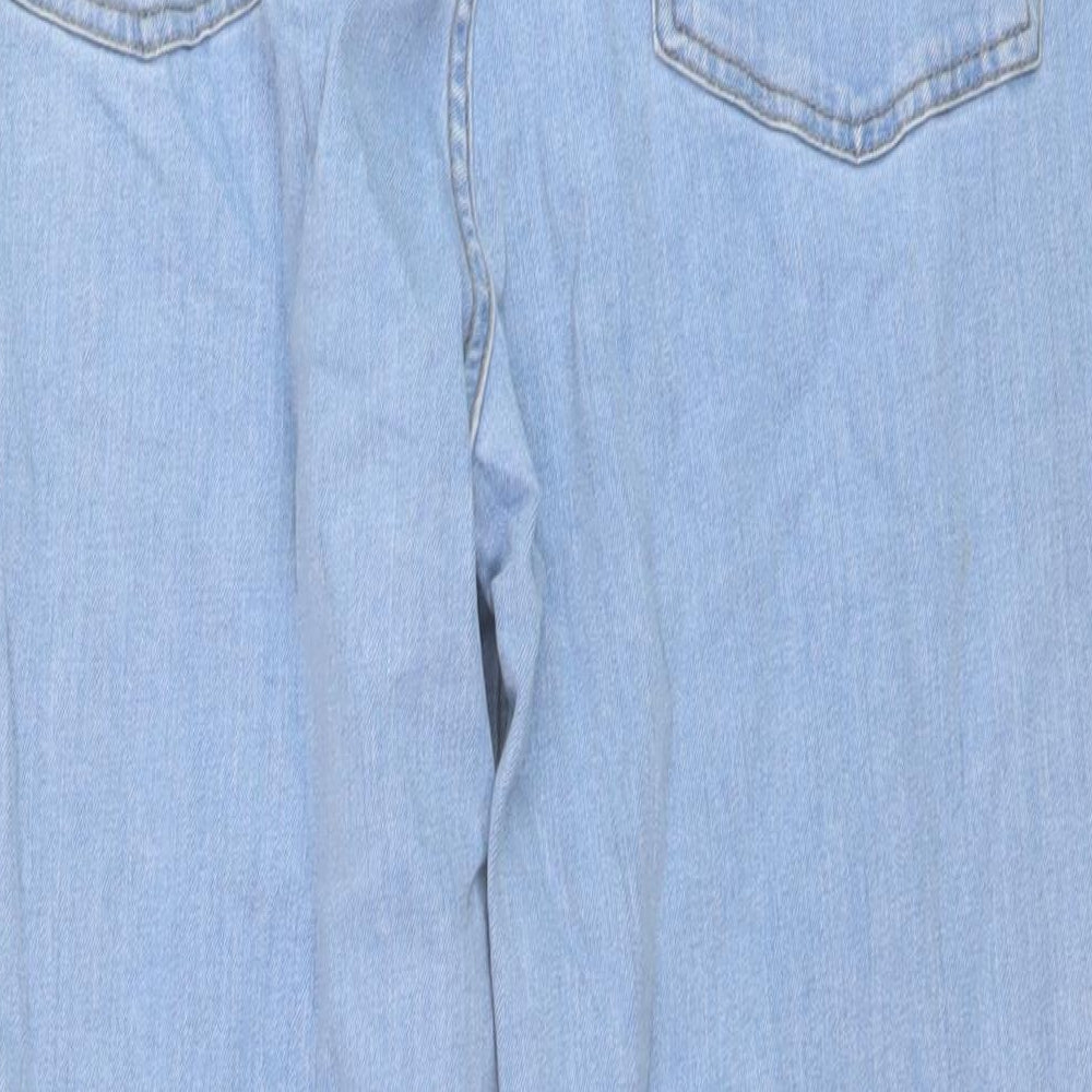 John Lewis Womens Blue Cotton Straight Jeans Size 16 L30 in Regular Button