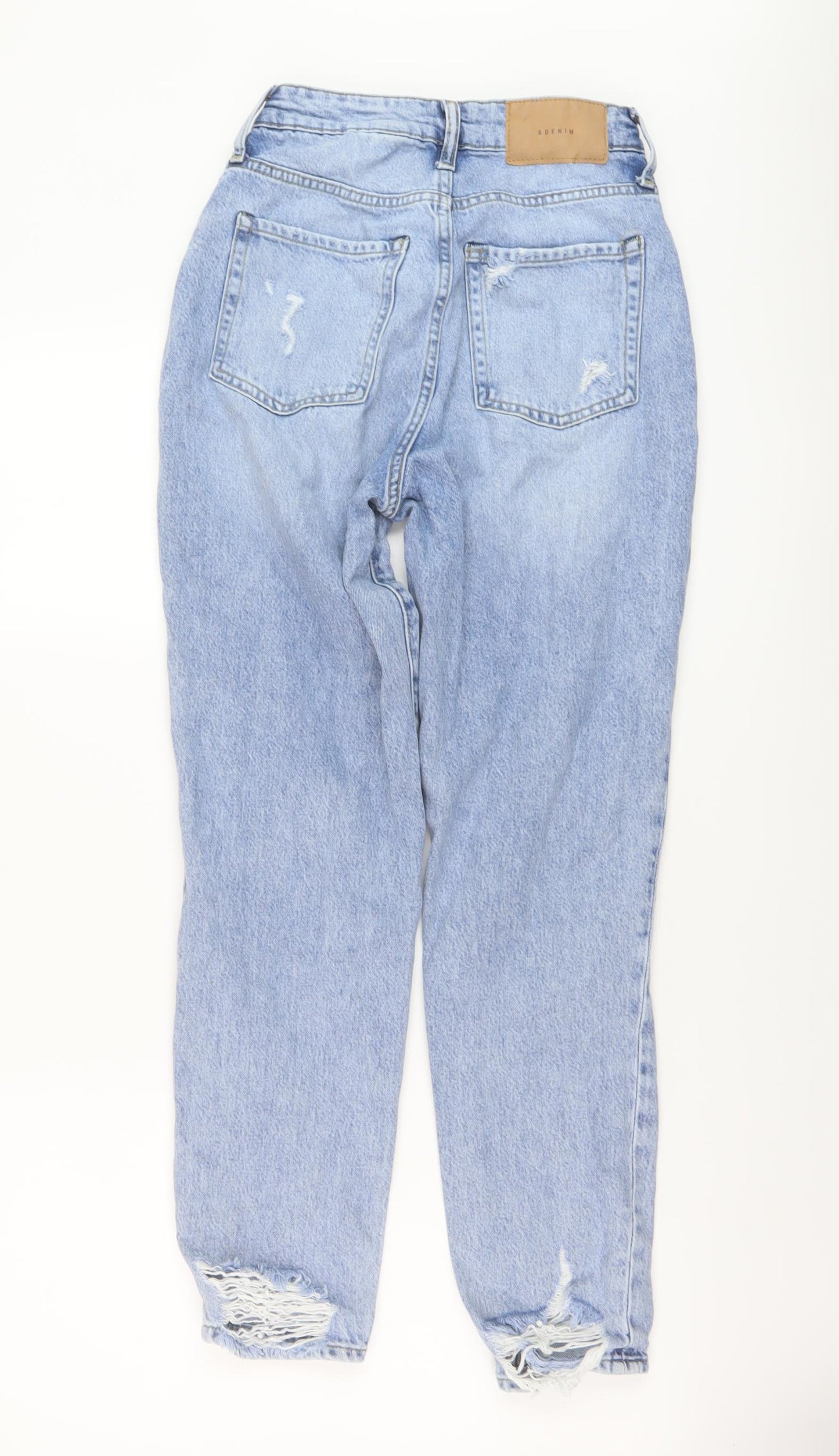 H&M Womens Blue Cotton Mom Jeans Size 6 L27 in Regular Button