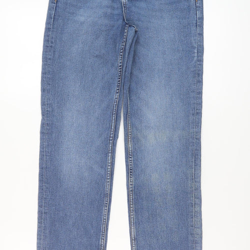 Marks and Spencer Womens Blue Cotton Straight Jeans Size 8 L30 in Regular Button