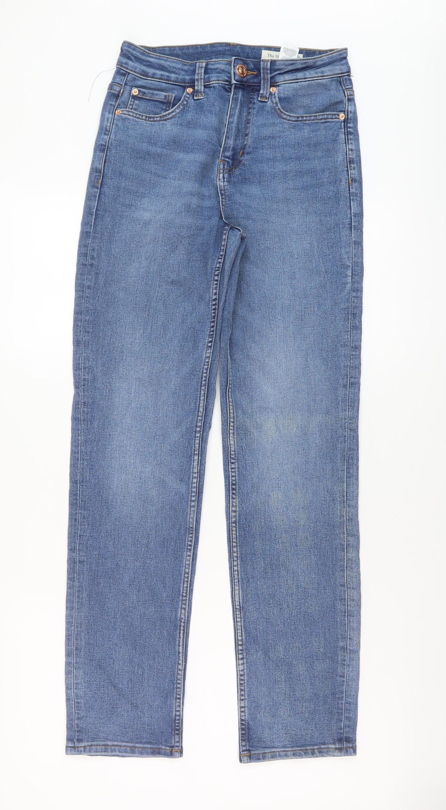 Marks and Spencer Womens Blue Cotton Straight Jeans Size 8 L30 in Regular Button