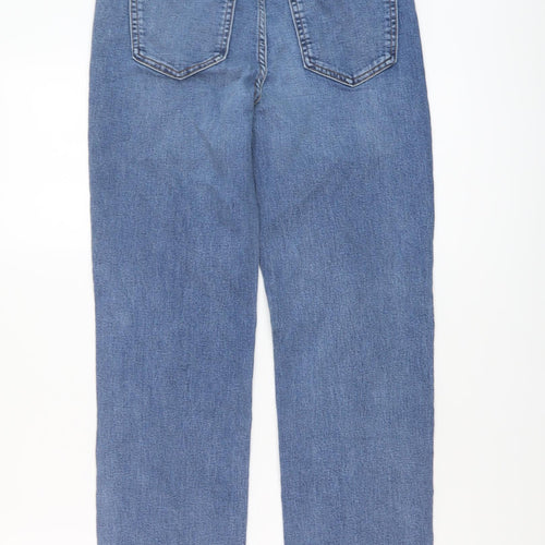 Marks and Spencer Womens Blue Cotton Straight Jeans Size 8 L30 in Regular Button