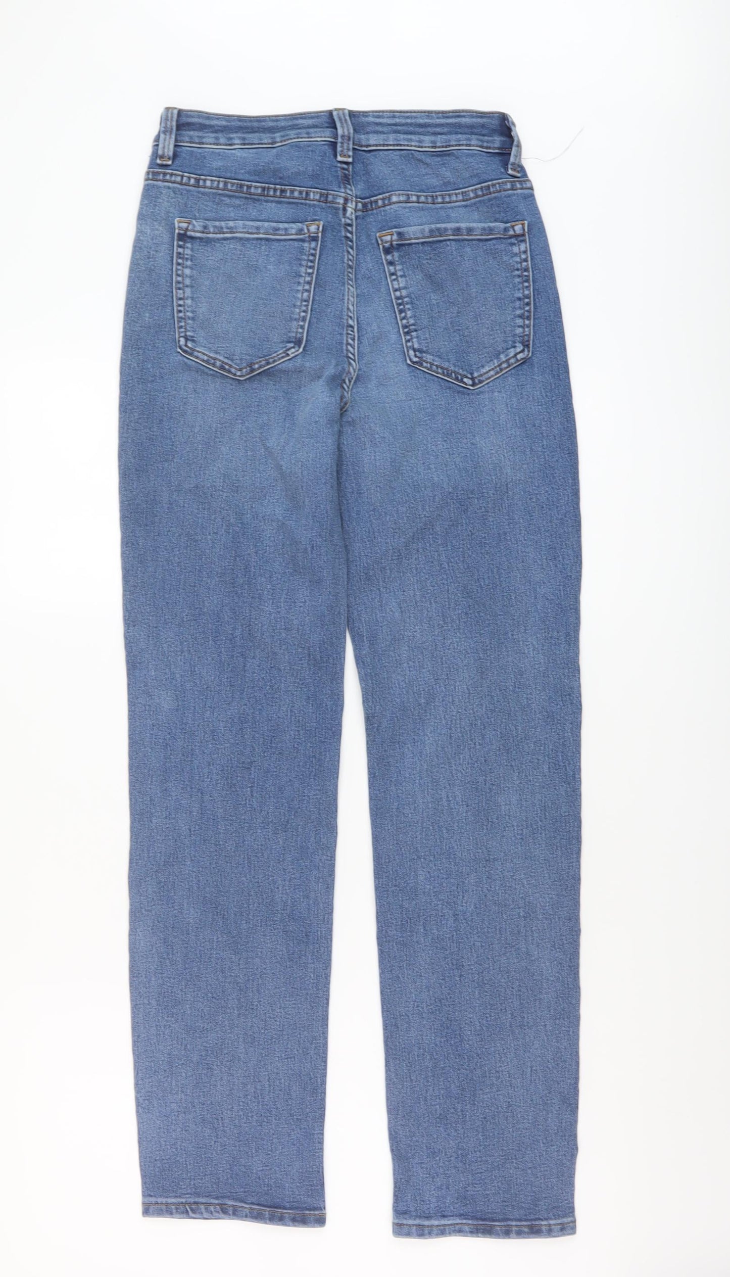 Marks and Spencer Womens Blue Cotton Straight Jeans Size 8 L30 in Regular Button