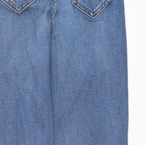 Marks and Spencer Womens Blue Cotton Straight Jeans Size 8 L30 in Regular Button