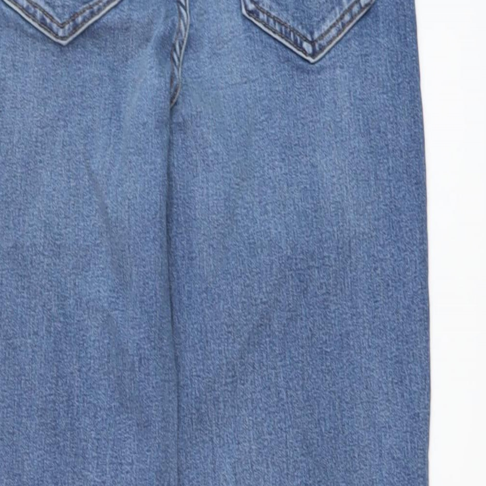 Marks and Spencer Womens Blue Cotton Straight Jeans Size 8 L30 in Regular Button