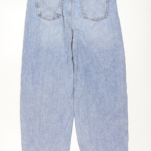 Marks and Spencer Womens Blue Cotton Mom Jeans Size 8 L28 in Regular Button