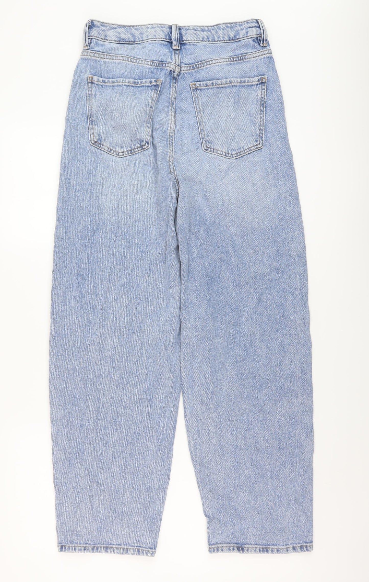 Marks and Spencer Womens Blue Cotton Mom Jeans Size 8 L28 in Regular Button