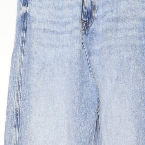 Marks and Spencer Womens Blue Cotton Mom Jeans Size 8 L28 in Regular Button