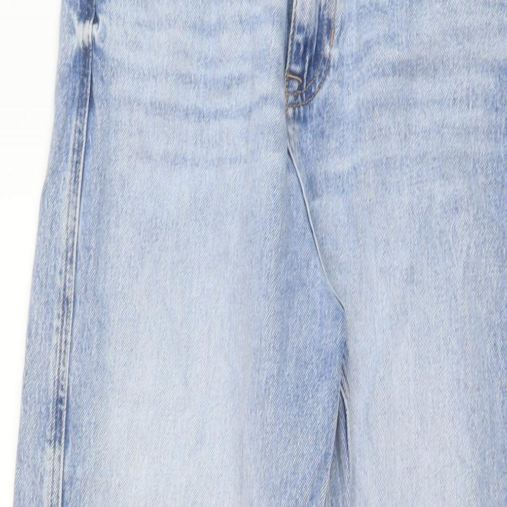 Marks and Spencer Womens Blue Cotton Mom Jeans Size 8 L28 in Regular Button