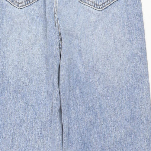 Marks and Spencer Womens Blue Cotton Mom Jeans Size 8 L28 in Regular Button