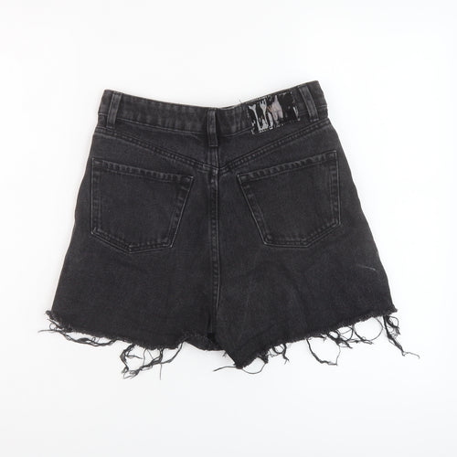 Zara Womens Black Cotton Hot Pants Shorts Size 6 L4 in Regular Button