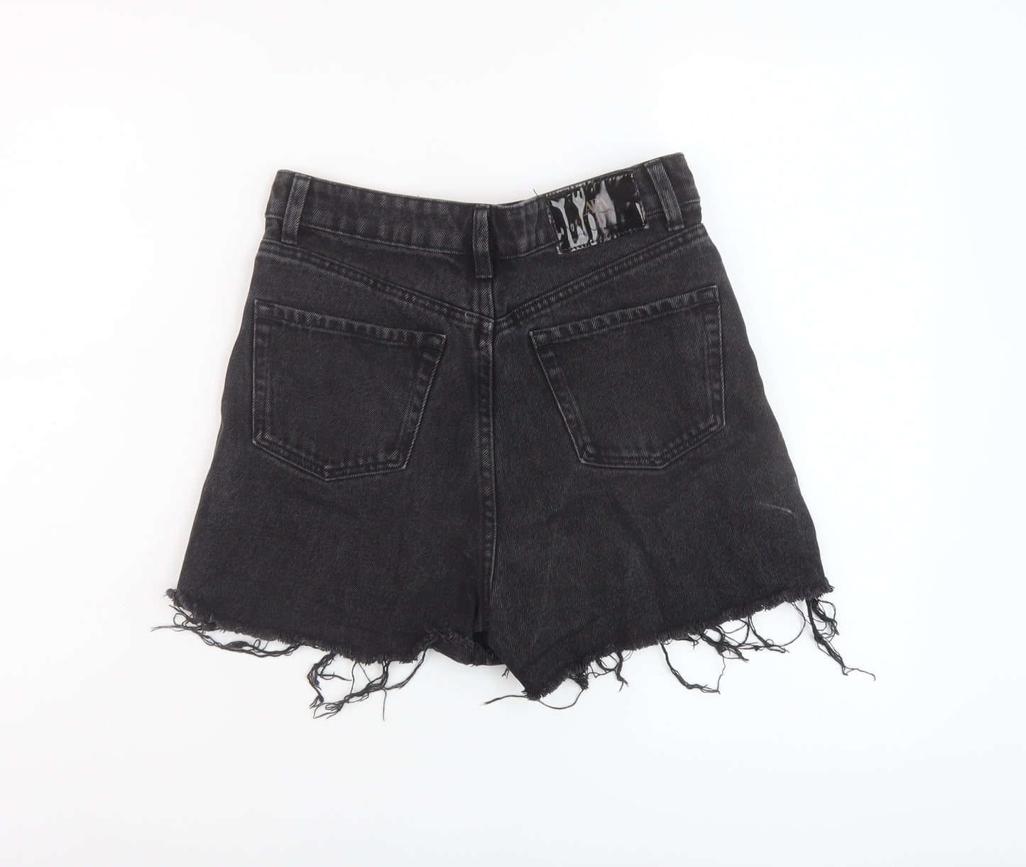 Zara Womens Black Cotton Hot Pants Shorts Size 6 L4 in Regular Button