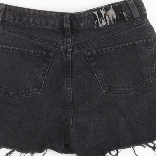 Zara Womens Black Cotton Hot Pants Shorts Size 6 L4 in Regular Button