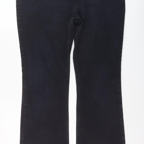 Per Una Womens Blue Cotton Bootcut Jeans Size 18 L29 in Regular Button