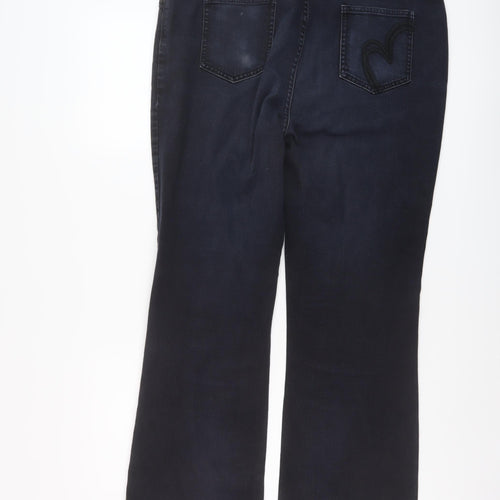 Per Una Womens Blue Cotton Bootcut Jeans Size 18 L29 in Regular Button