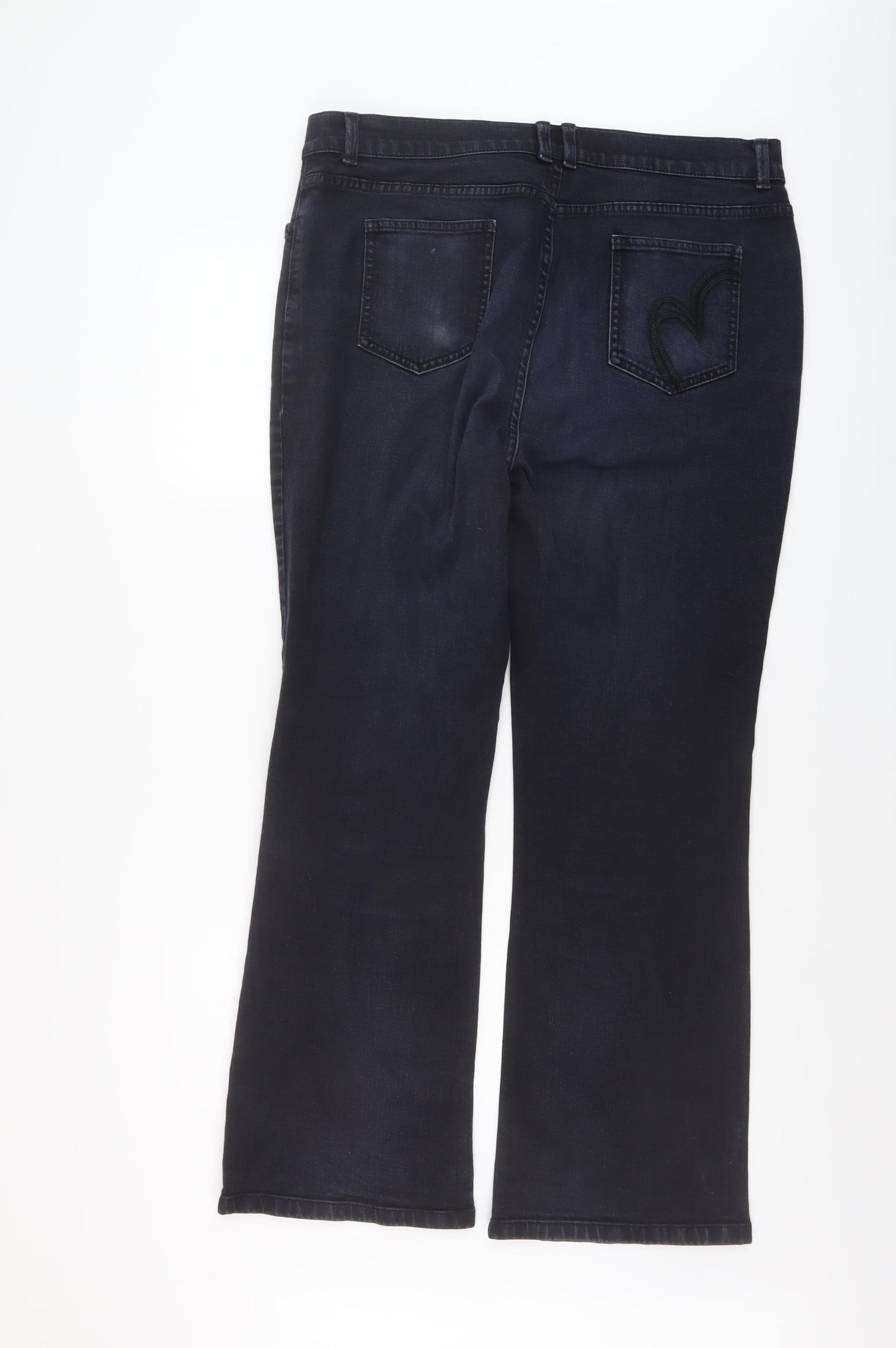 Per Una Womens Blue Cotton Bootcut Jeans Size 18 L29 in Regular Button